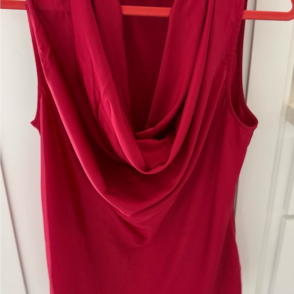 Red/Wine Satin Cowl-Neck Charm Blouse – Size M – Elegant & Versatile- Worn once - Picture 9 of 10